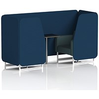 Brixworth 2 Seater Booth with Table, White Legs, Black/Silver Table, X2 Fabric, Calculus Panels And Polygon Sofa