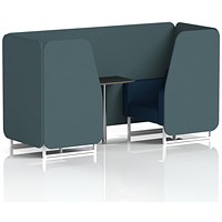 Brixworth 2 Seater Booth with Table, White Legs, Black/Silver Table, X2 Fabric, Polygon Panels And Calculus Sofa
