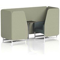 Brixworth 2 Seater Booth with Table, White Legs, Black/Silver Table, Main Line Flax Fabric, Newbury Panels And Westminster Sofa