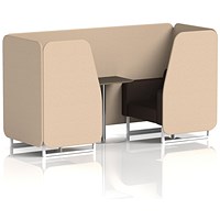 Brixworth 2 Seater Booth with Table, White Legs, Black/Silver Table, Synergy Fabric, Affix Panels And Wed Sofa