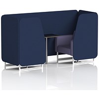 Brixworth 2 Seater Booth with Table, White Legs, Black/Silver Table, Synergy Fabric, Alike Panels And Order Sofa
