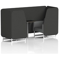 Brixworth 2 Seater Booth with Table, White Legs, Black/Silver Table, Synergy Fabric, Mix Panels And Partner Sofa