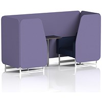 Brixworth 2 Seater Booth with Table, White Legs, Black/Silver Table, Synergy Fabric, Order Panels And Alike Sofa
