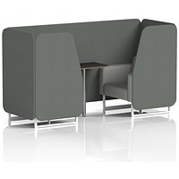 Brixworth 2 Seater Booth with Table, White Legs, Black/Silver Table, Sumi Fabric, Kobe Panels And Tokyo Sofa