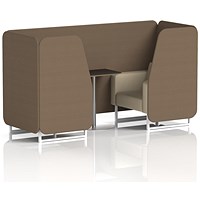 Brixworth 2 Seater Booth with Table, White Legs, Black/Silver Table, Sumi Fabric, Osaka Panels And Zen Sofa