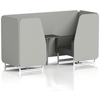Brixworth 2 Seater Booth with Table, White Legs, Black/Silver Table, Sumi Fabric, Tokyo Panels And Kobe Sofa