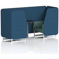 Brixworth 2 Seater Booth with Table, White Legs, Black/Silver Table, Sumi Fabric, Uto Panels And Handa Sofa