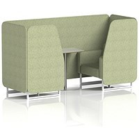 Brixworth 2 Seater Booth with Table, White Legs, Grey/Silver Table, Rivet Fabric, Burnish Panels And Sofa