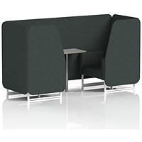 Brixworth 2 Seater Booth with Table, White Legs, Grey/Silver Table, Rivet Fabric, Charcoal Panels And Sofa