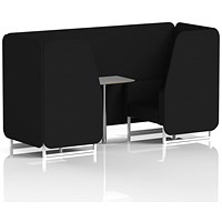 Brixworth 2 Seater Booth with Table, White Legs, Grey/Silver Table, X2 Fabric, Diameter Panels And Sofa