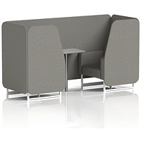 Brixworth 2 Seater Booth with Table, White Legs, Grey/Silver Table, X2 Fabric, Number Panels And Sofa