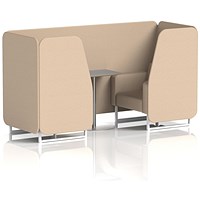 Brixworth 2 Seater Booth with Table, White Legs, Grey/Silver Table, Synergy Fabric, Affix Panels And Sofa