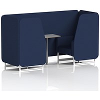 Brixworth 2 Seater Booth with Table, White Legs, Grey/Silver Table, Synergy Fabric, Alike Panels And Sofa