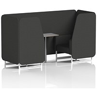 Brixworth 2 Seater Booth with Table, White Legs, Grey/Silver Table, Synergy Fabric, Mix Panels And Sofa