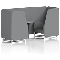 Brixworth 2 Seater Booth with Table, White Legs, Grey/Silver Table, Synergy Fabric, Partner Panels And Sofa