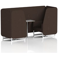 Brixworth 2 Seater Booth with Table, White Legs, Grey/Silver Table, Synergy Fabric, Wed Panels And Sofa
