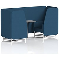 Brixworth 2 Seater Booth with Table, White Legs, Grey/Silver Table, Sumi Fabric, Uto Panels And Sofa