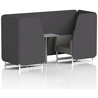 Brixworth 2 Seater Booth with Table, White Legs, Grey/Silver Table, X2 Fabric, Arithmetic Panels And Number Sofa