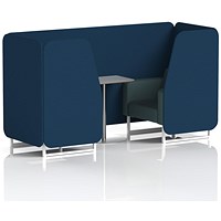 Brixworth 2 Seater Booth with Table, White Legs, Grey/Silver Table, X2 Fabric, Calculus Panels And Polygon Sofa