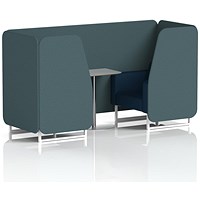 Brixworth 2 Seater Booth with Table, White Legs, Grey/Silver Table, X2 Fabric, Polygon Panels And Calculus Sofa