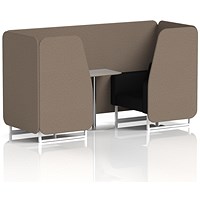 Brixworth 2 Seater Booth with Table, White Legs, Grey/Silver Table, X2 Fabric, Theory Panels And Diameter Sofa