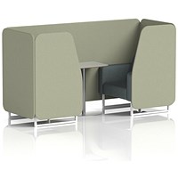 Brixworth 2 Seater Booth with Table, White Legs, Grey/Silver Table, Main Line Flax Fabric, Newbury Panels And Westminster Sofa