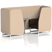 Brixworth 2 Seater Booth with Table, White Legs, Grey/Silver Table, Synergy Fabric, Affix Panels And Wed Sofa