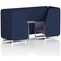 Brixworth 2 Seater Booth with Table, White Legs, Grey/Silver Table, Synergy Fabric, Alike Panels And Order Sofa