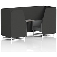 Brixworth 2 Seater Booth with Table, White Legs, Grey/Silver Table, Synergy Fabric, Mix Panels And Partner Sofa