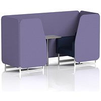 Brixworth 2 Seater Booth with Table, White Legs, Grey/Silver Table, Synergy Fabric, Order Panels And Alike Sofa