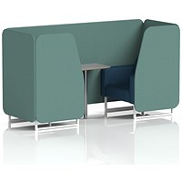 Brixworth 2 Seater Booth with Table, White Legs, Grey/Silver Table, Sumi Fabric, Handa Panels And Uto Sofa