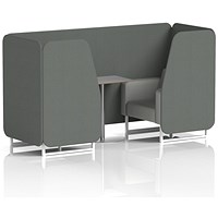 Brixworth 2 Seater Booth with Table, White Legs, Grey/Silver Table, Sumi Fabric, Kobe Panels And Tokyo Sofa