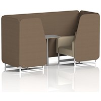 Brixworth 2 Seater Booth with Table, White Legs, Grey/Silver Table, Sumi Fabric, Osaka Panels And Zen Sofa
