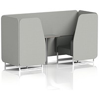 Brixworth 2 Seater Booth with Table, White Legs, Grey/Silver Table, Sumi Fabric, Tokyo Panels And Kobe Sofa