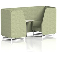 Brixworth 2 Seater Booth with Table, White Legs, White/Silver Table, Rivet Fabric, Burnish Panels And Sofa