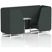 Brixworth 2 Seater Booth with Table, White Legs, White/Silver Table, Rivet Fabric, Charcoal Panels And Sofa