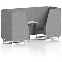Brixworth 2 Seater Booth with Table, White Legs, White/Silver Table, Rivet Fabric, Prime Panels And Sofa