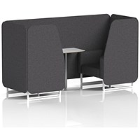 Brixworth 2 Seater Booth with Table, White Legs, White/Silver Table, X2 Fabric, Arithmetic Panels And Sofa