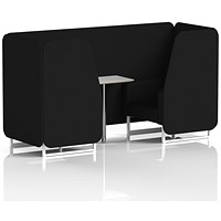 Brixworth 2 Seater Booth with Table, White Legs, White/Silver Table, X2 Fabric, Diameter Panels And Sofa