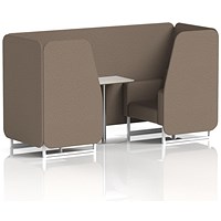 Brixworth 2 Seater Booth with Table, White Legs, White/Silver Table, X2 Fabric, Theory Panels And Sofa