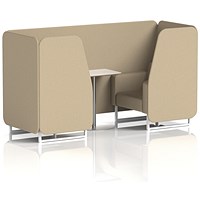 Brixworth 2 Seater Booth with Table, White Legs, White/Silver Table, Main Line Flax Fabric, Upminster Panels And Sofa