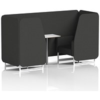 Brixworth 2 Seater Booth with Table, White Legs, White/Silver Table, Synergy Fabric, Mix Panels And Sofa