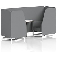 Brixworth 2 Seater Booth with Table, White Legs, White/Silver Table, Synergy Fabric, Partner Panels And Sofa