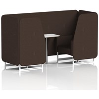 Brixworth 2 Seater Booth with Table, White Legs, White/Silver Table, Synergy Fabric, Wed Panels And Sofa