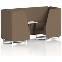 Brixworth 2 Seater Booth with Table, White Legs, White/Silver Table, Sumi Fabric, Osaka Panels And Sofa