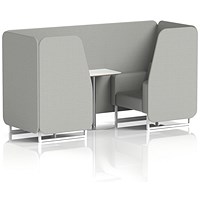 Brixworth 2 Seater Booth with Table, White Legs, White/Silver Table, Sumi Fabric, Tokyo Panels And Sofa