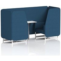 Brixworth 2 Seater Booth with Table, White Legs, White/Silver Table, Sumi Fabric, Uto Panels And Sofa