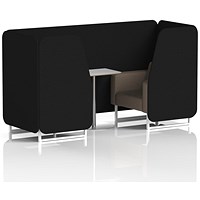 Brixworth 2 Seater Booth with Table, White Legs, White/Silver Table, X2 Fabric, Diameter Panels And Theory Sofa