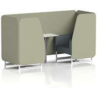 Brixworth 2 Seater Booth with Table, White Legs, White/Silver Table, Main Line Flax Fabric, Newbury Panels And Westminster Sofa