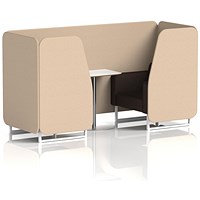 Brixworth 2 Seater Booth with Table, White Legs, White/Silver Table, Synergy Fabric, Affix Panels And Wed Sofa